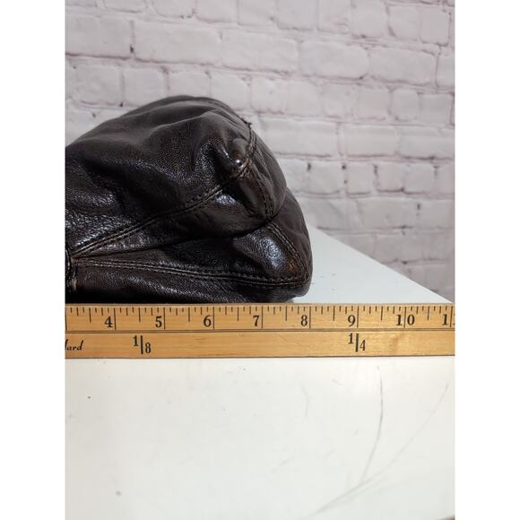 Kate Spade Brown Glossy Leather Shoulder Bag Fold Over Hobo Purse Crossbody - Picture 9 of 15